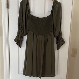 Peach Love California Olive Smocked Top